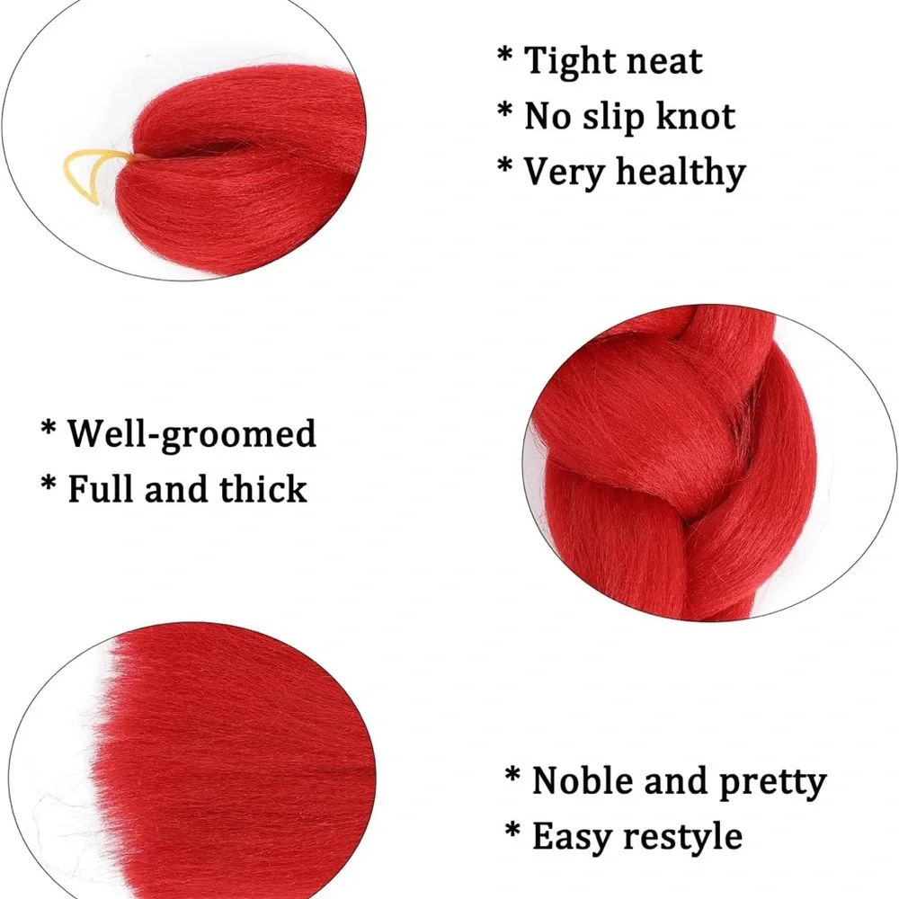 Red JUMBO Braiding Hair Extension for Rave Braids 24”